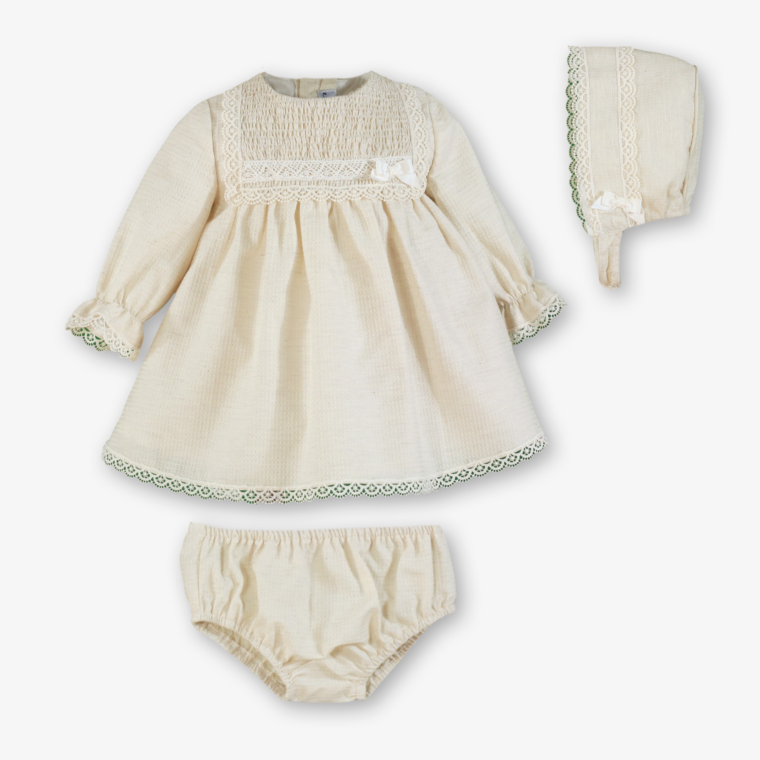 VESTIDO-BRAGUITA-GORRO BEBE